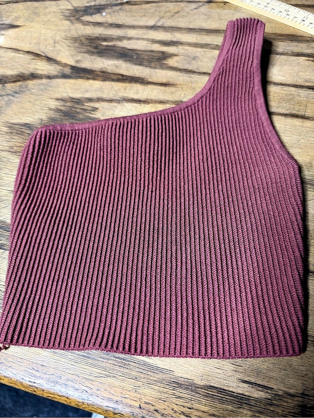 Babaton Sculpt Knit One-Shoulder Cropped Tank Purple 2XS